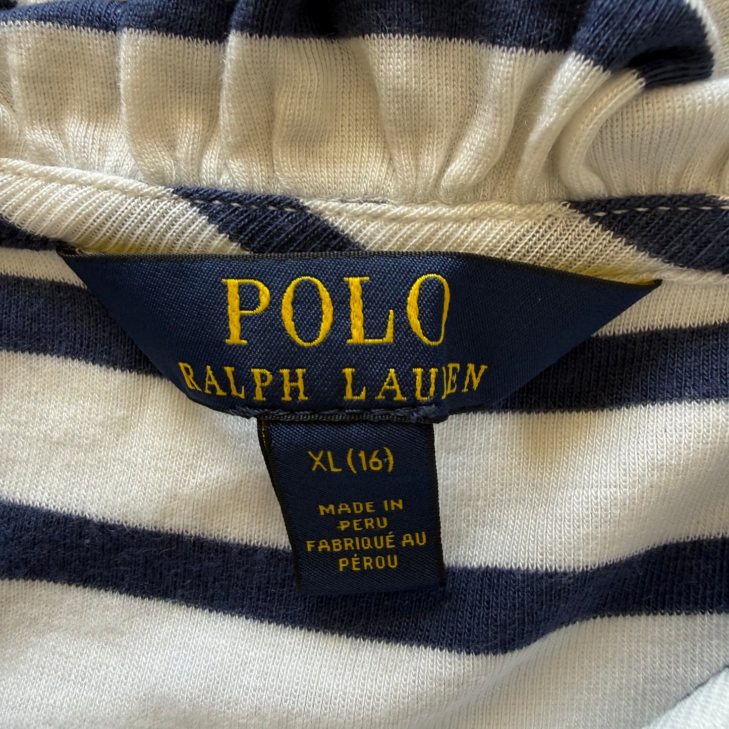 Ralph Lauren Striped Off-Shoulder Ruffle Top - Medium