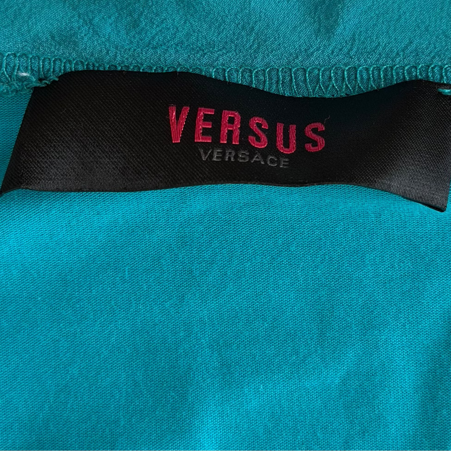 Y2K Versace Ruffle Trim Scoop Neck Long Sleeve Top - S