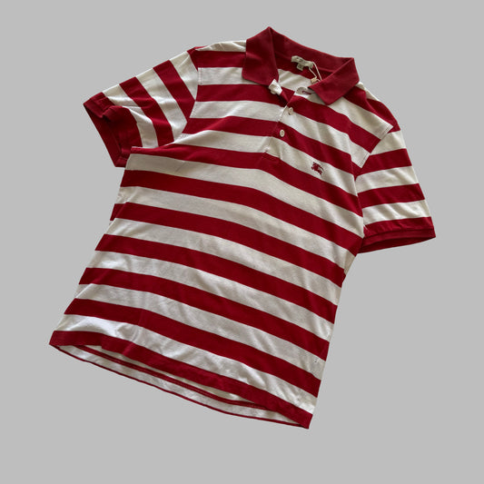 00s Burberry Striped Polo Shirt - Medium