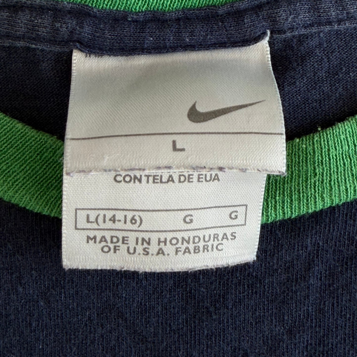 Y2K Nike Spell Out Ringer Baby Tee - L