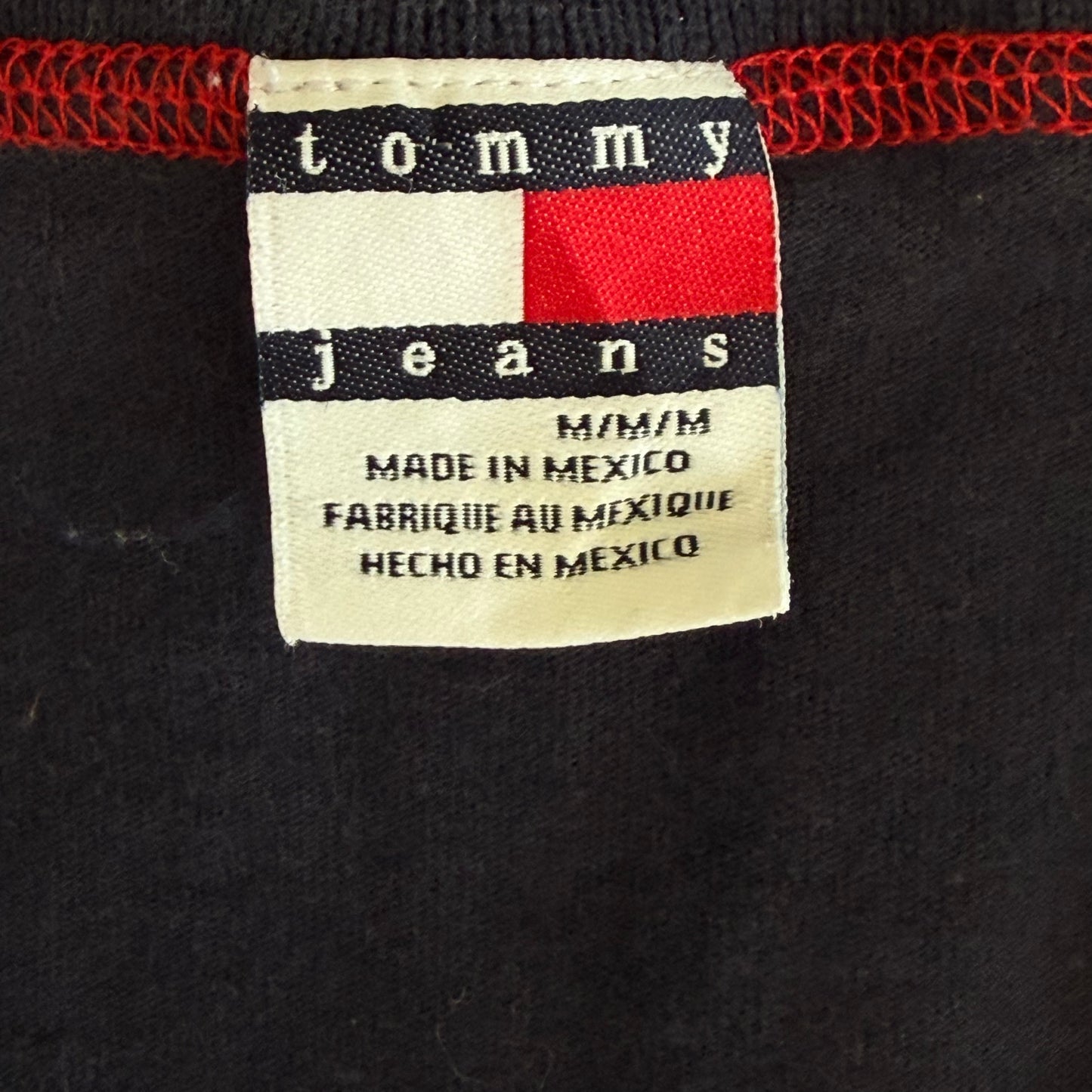 Y2K Tommy Jeans Striped Polo Top - M