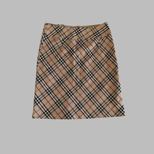 Y2K Burberry Nova Check Midi Skirt - 30"