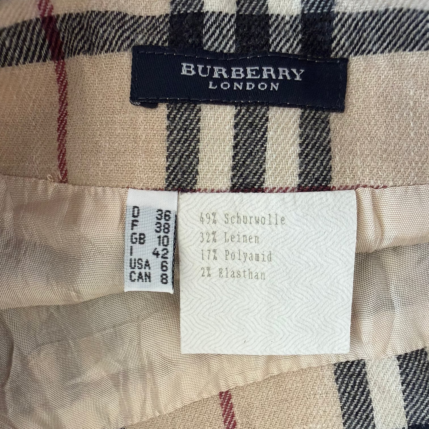 Y2K Burberry Nova Check A-Line Midi Skirt - 29"