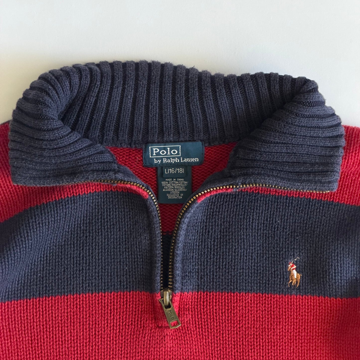 90s Polo Ralph Lauren Striped Quarter Zip - S