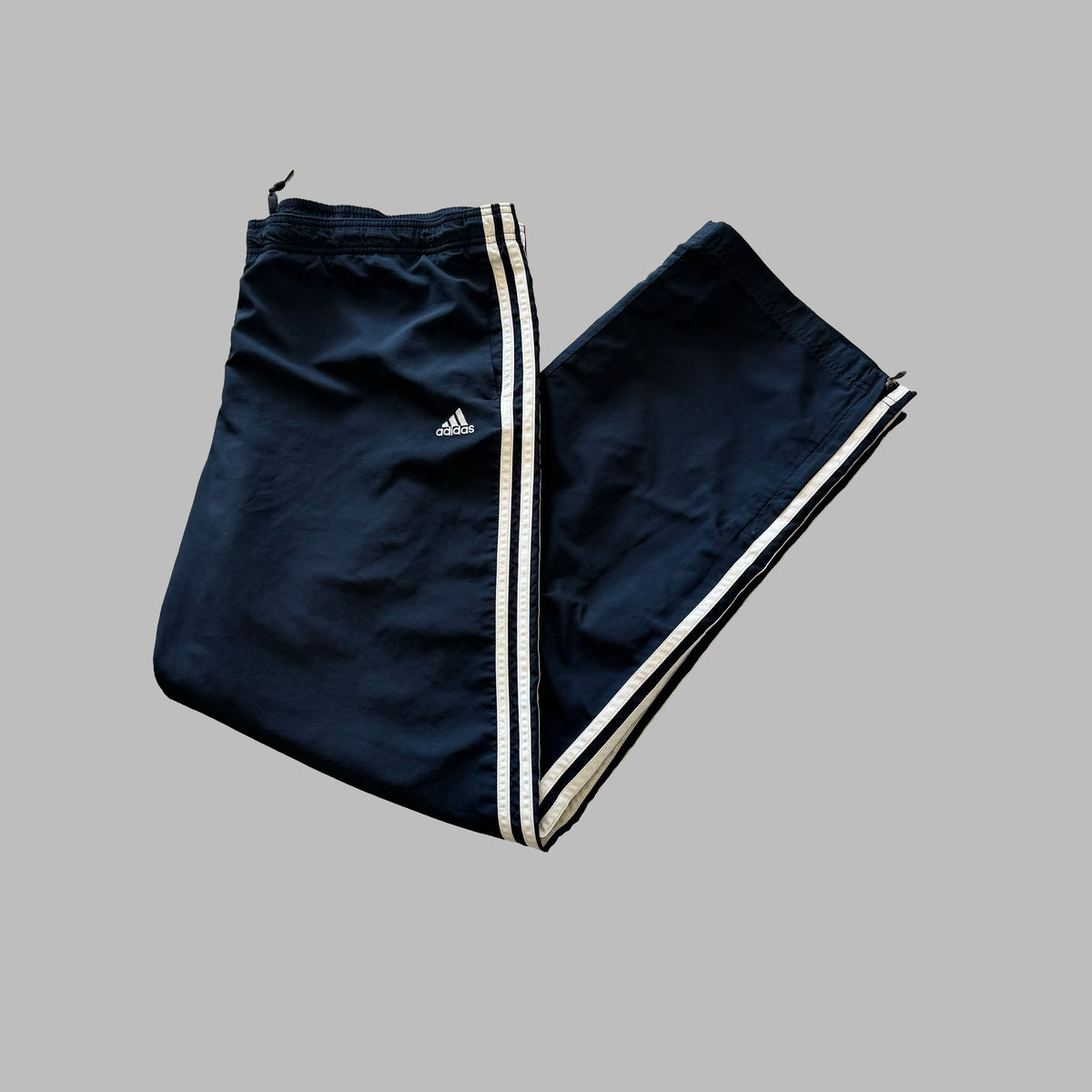 Y2K Adidas Three Stripe Wide Leg Track Pants - L