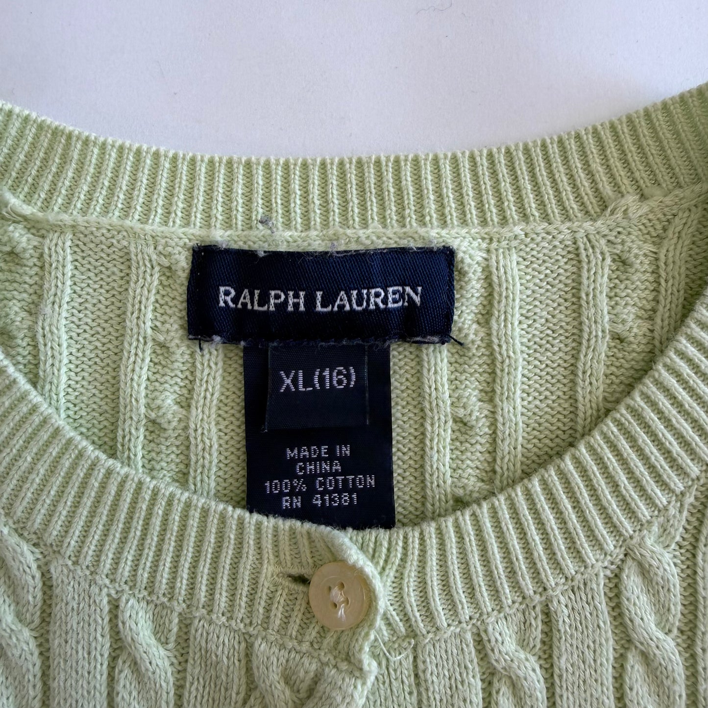 Y2K Polo Ralph Lauren Cable Knit Cardigan - S