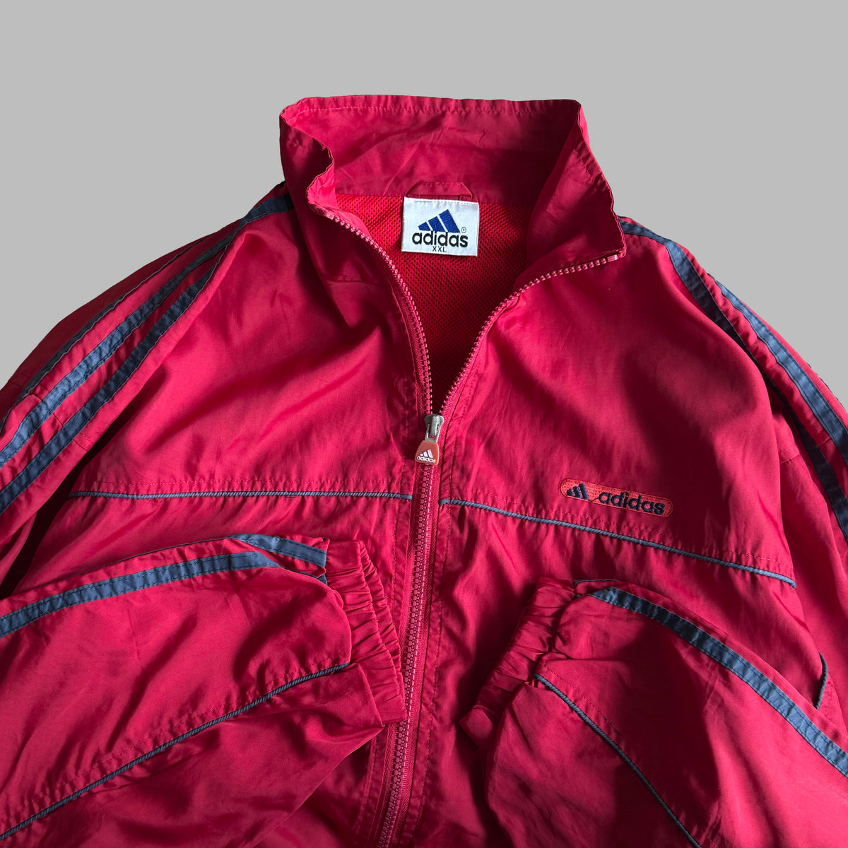 90s Adidas Three Stripe Track Jacket - XXL