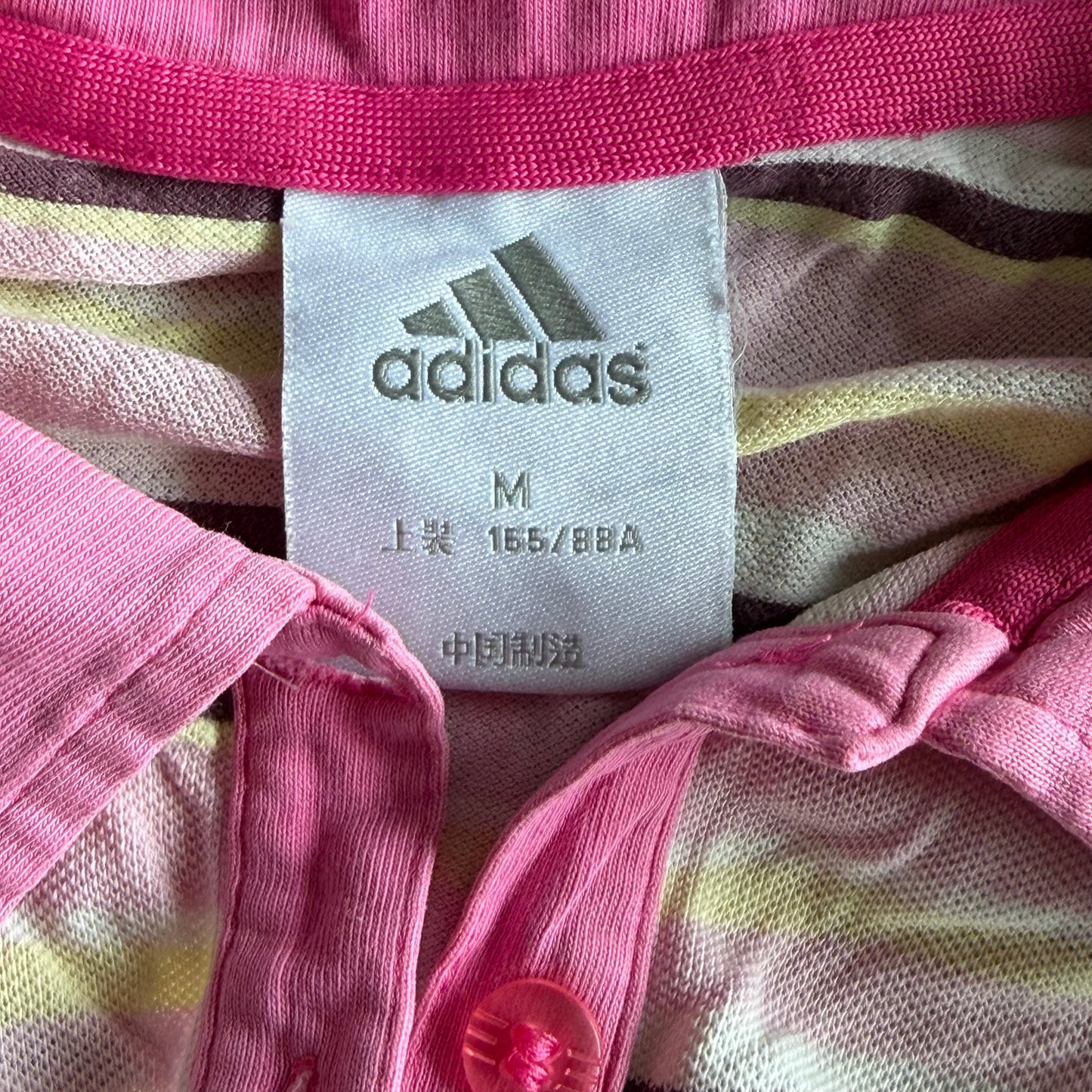 Y2K Adidas Striped Polo Top - M