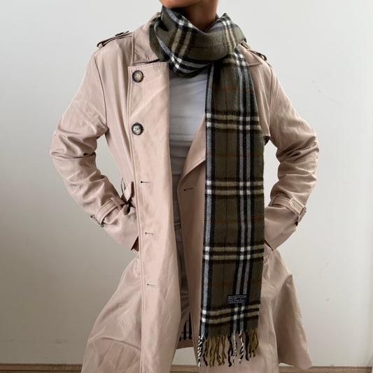 90s Burberry Lambswool Check Scarf