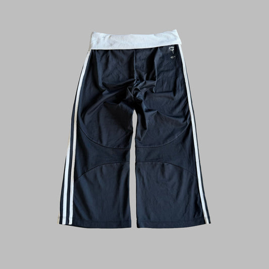 Y2K Adidas Three Stripe Fold Over Wide Leg Capris - S