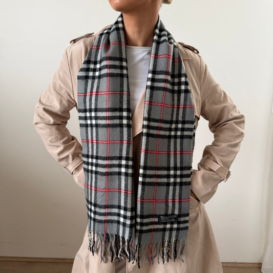 90s Burberry Lambswool Check Scarf
