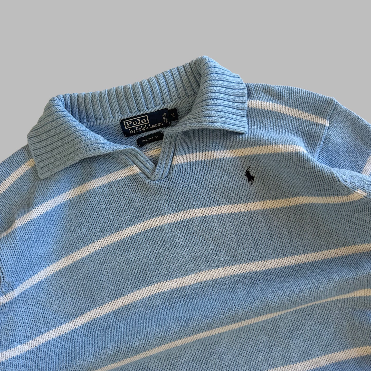 90s Polo Ralph Lauren Open Mock Neck Striped Knit - M