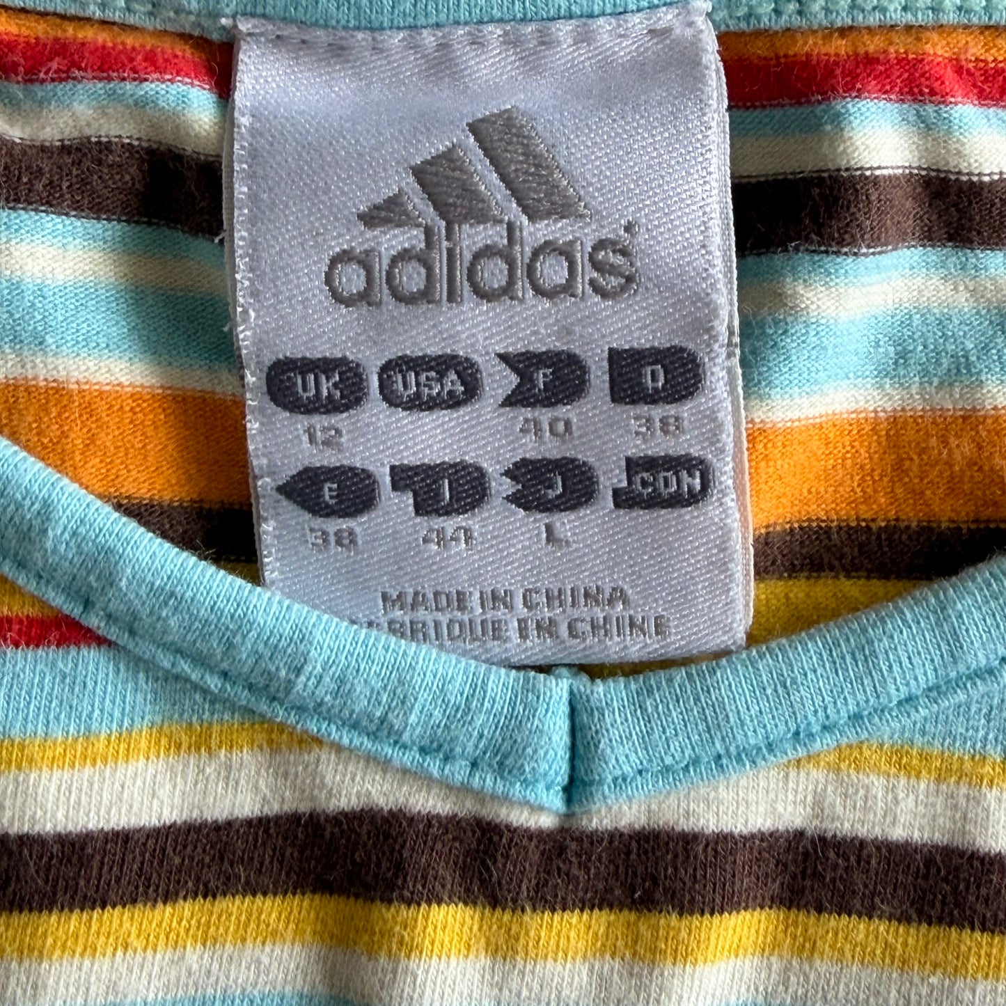 Y2K Adidas Spell Out Striped Tank - L