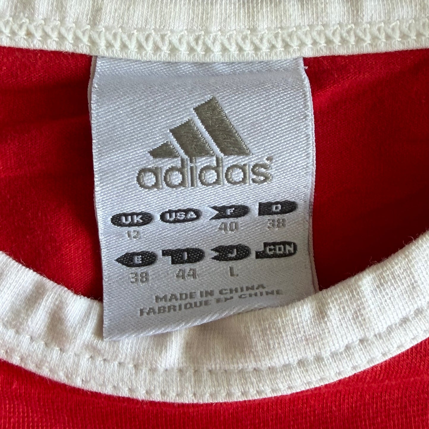 Y2K Adidas Ringer Spell Out Baby Tee - L