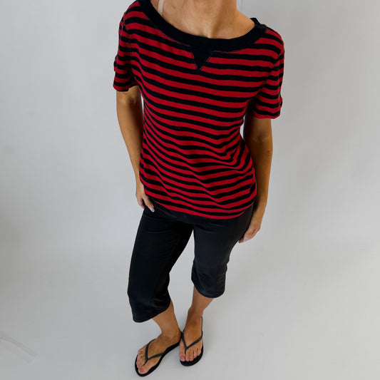 Y2K Ralph Lauren Chaps Striped Scoop Neck T-Shirt - L