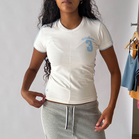 Y2K Adidas Three Stripe Baby Tee - M