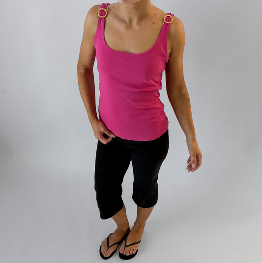 Y2K Ralph Lauren Buckle Scoop Neck Tank - M