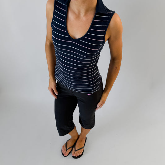 Y2K Ralph Lauren Striped Polo Top - XS/S
