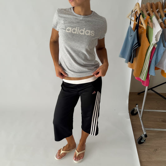 Y2K Adidas Spell Out Three Stripe Baby Tee - S