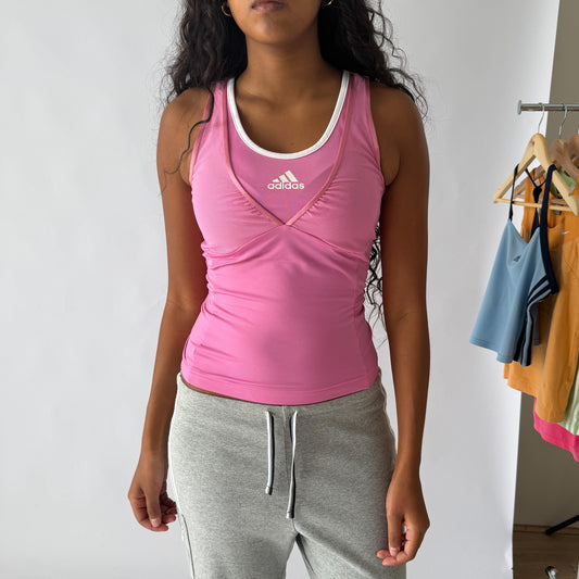 Y2K Adidas Mesh Panelled Activewear Top - M