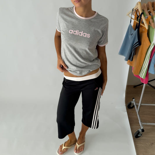 Y2K Adidas Spell Out Ringer Tee - S