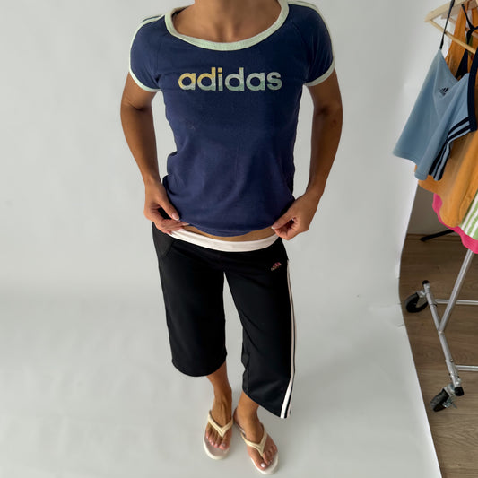 Y2K Adidas Scoop Neck Spell Out Baby Tee - S
