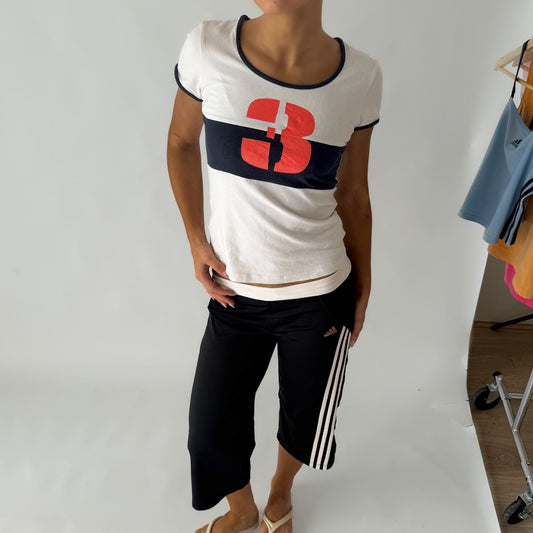 Y2K Adidas Striped Ringer Baby Tee - S