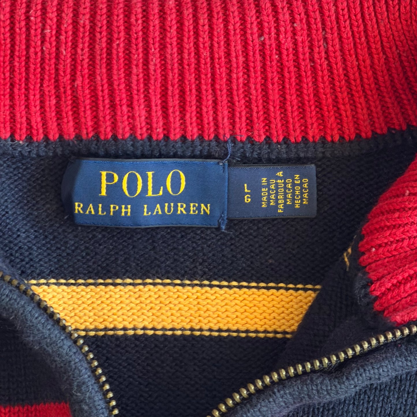 Ralph Lauren Striped Quarter Zip - Large