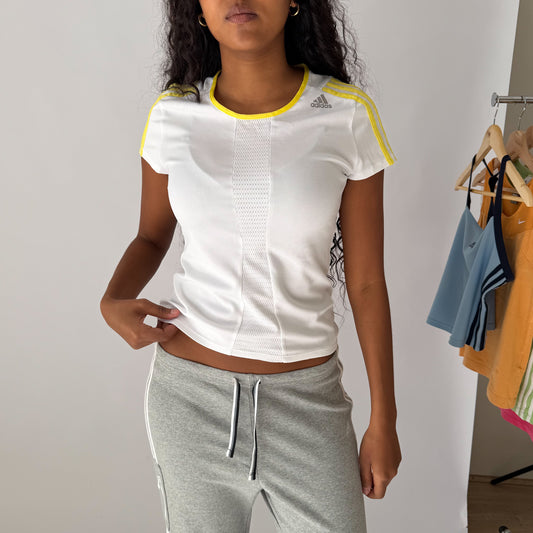 Y2K Adidas Three Stripe Activewear Top - M