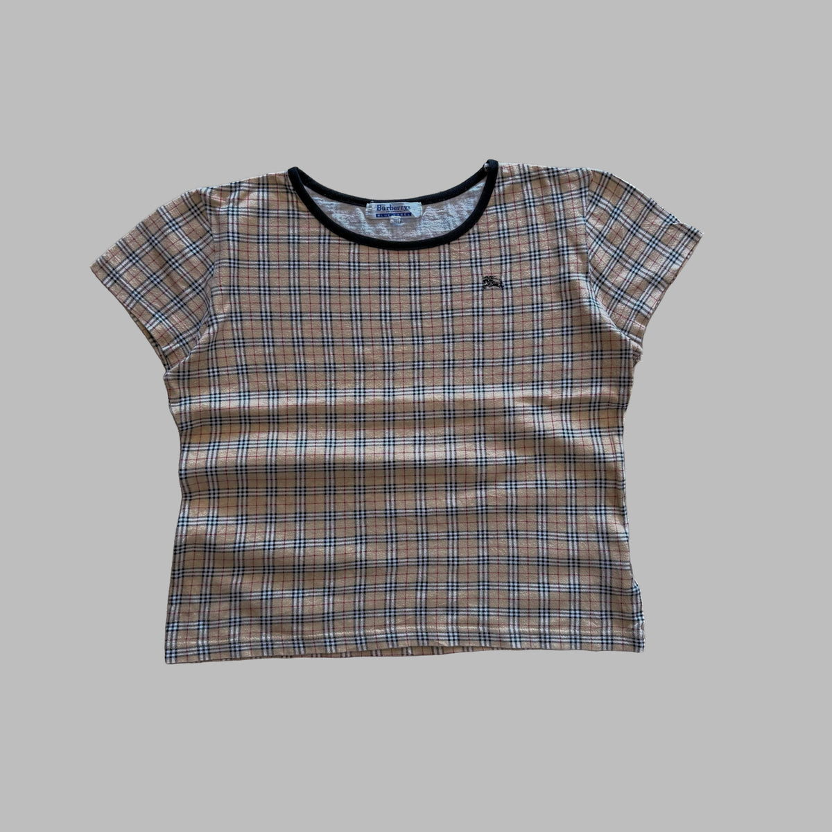 90s Burberry Nova Check Ringer Top - M