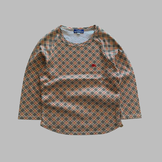 Y2K Burberry Blue Label Nova Check 3/4 Long Sleeve - M