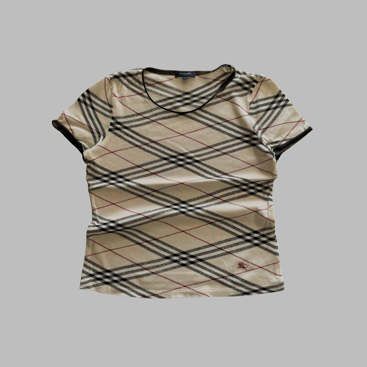 Y2K Burberry Nova Check Ringer Top - L