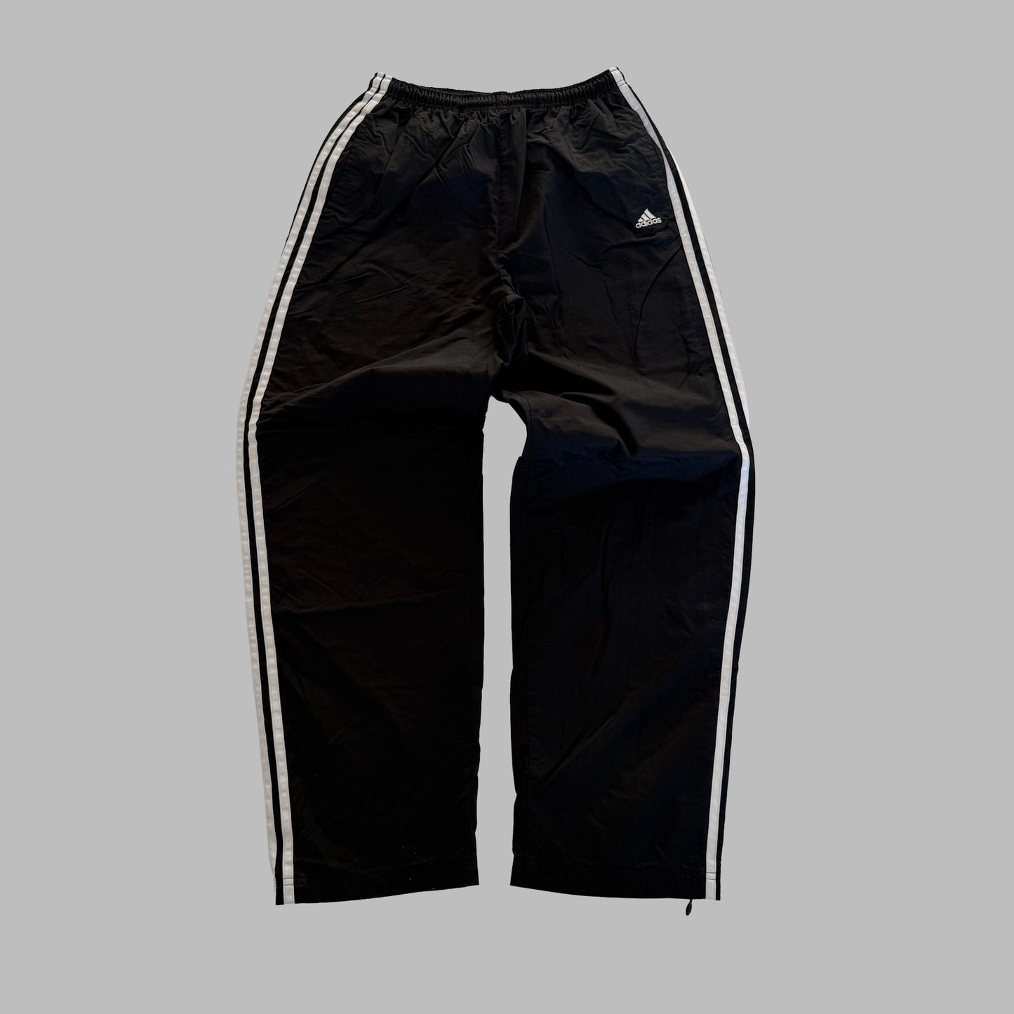 90s Adidas Three Stripe Wide Leg Track Pants - L