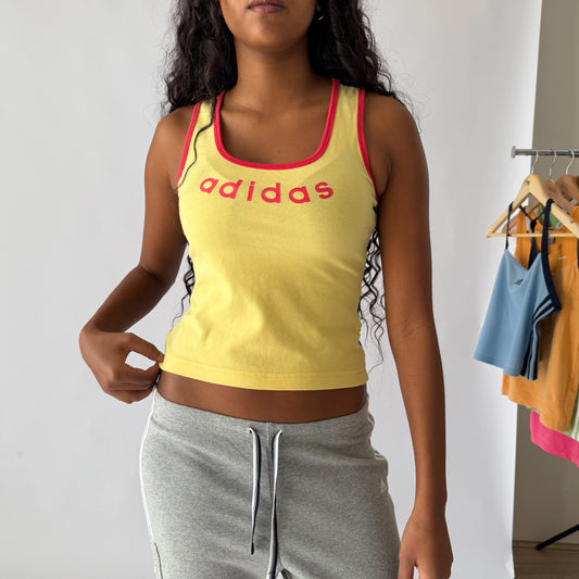 Y2K Adidas Two Tone Spell Out Activewear Tank - S