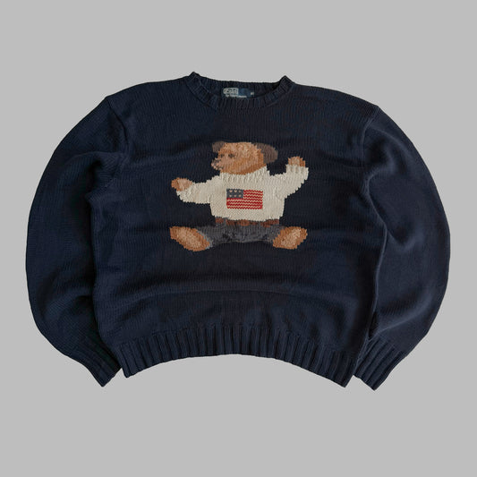 90s Polo Ralph Lauren Sitting Bear Heavy Knit - L