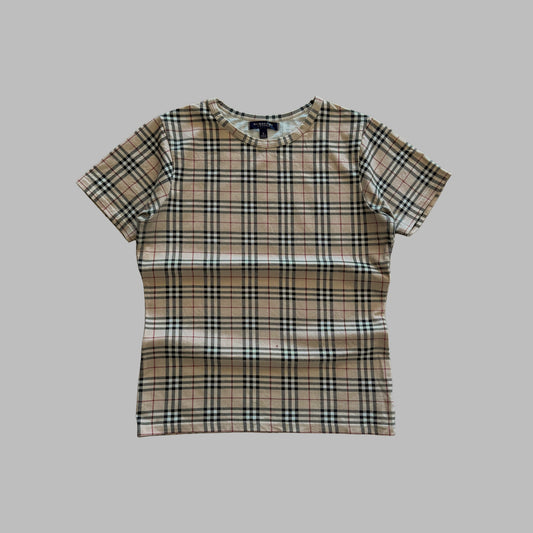 Y2K Burberry Nova Check Fitted Top - M