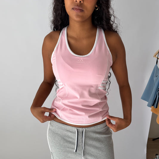 Y2K Adidas Three Stripe Activewear Racer Back Tank - M