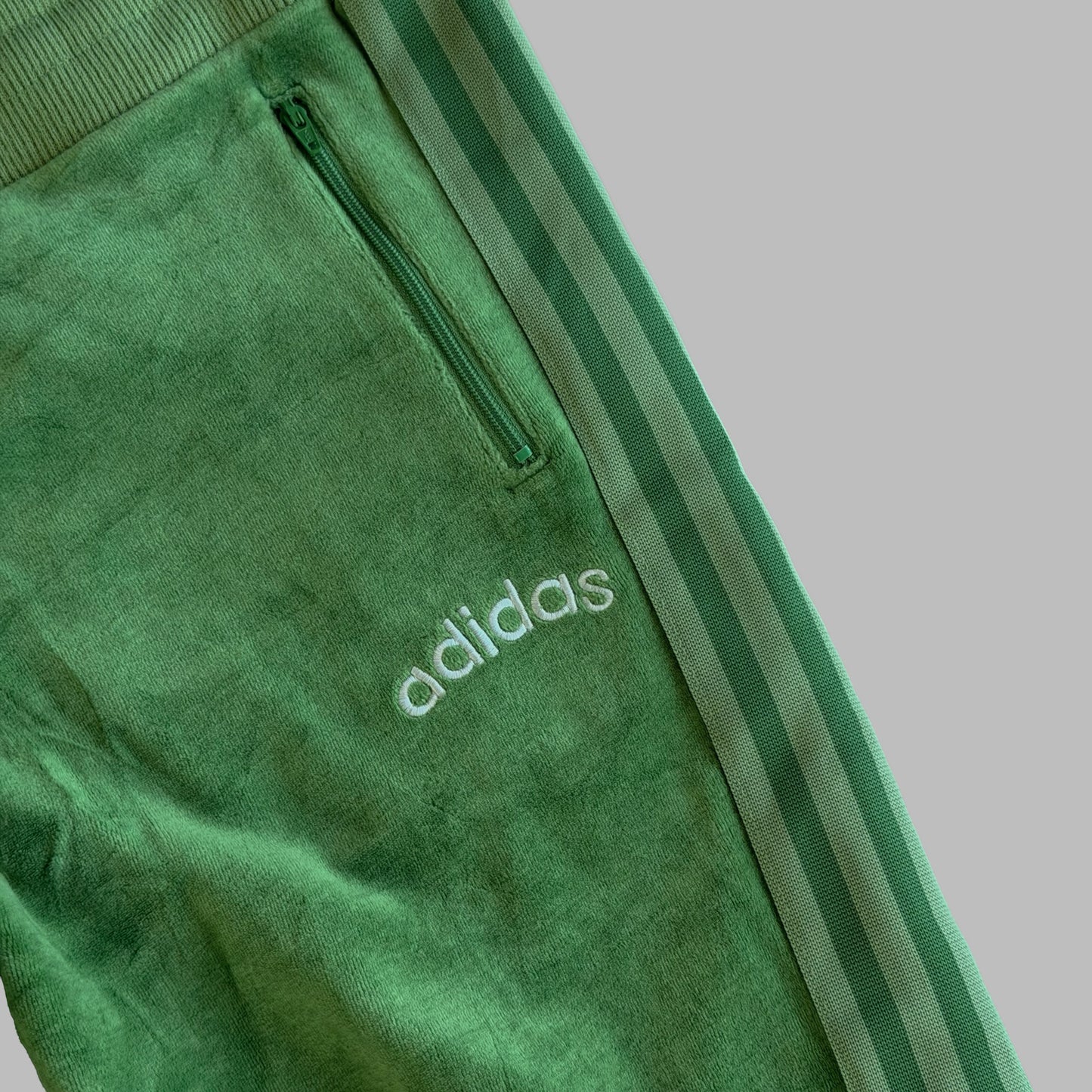 Y2K Adidas Three Stripe Velour Velvet Track Pants - M