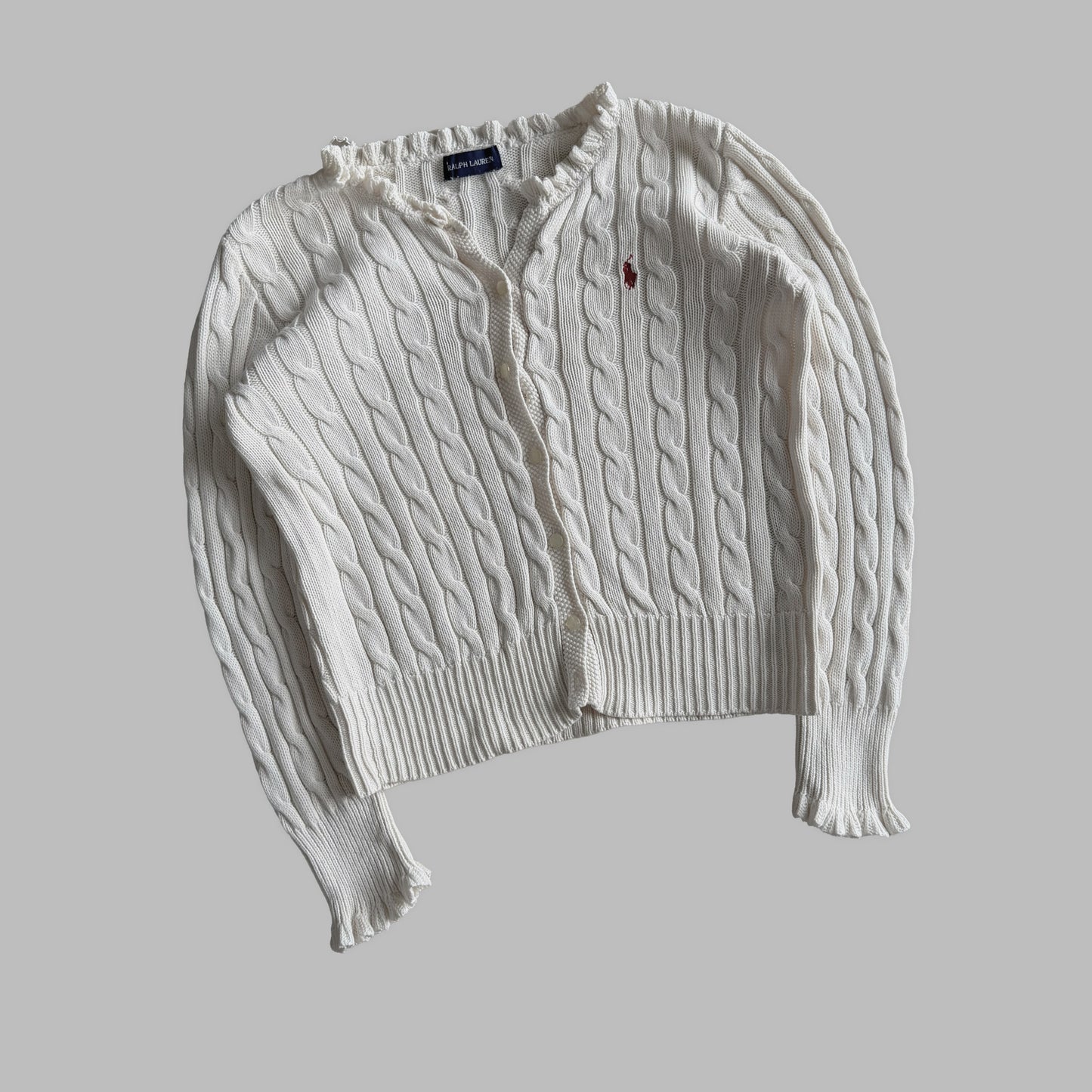 Y2K Polo Ralph Lauren Cable Knit Cardigan - S