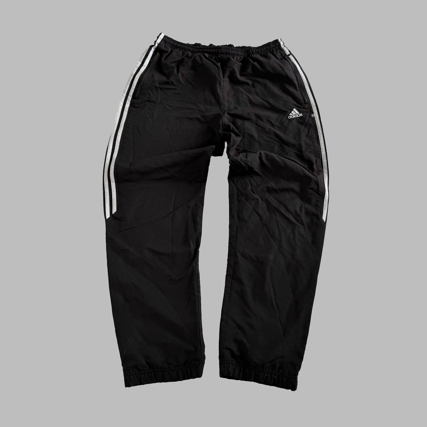 Y2K Adidas Three Stripe Baggy Track Pants - L