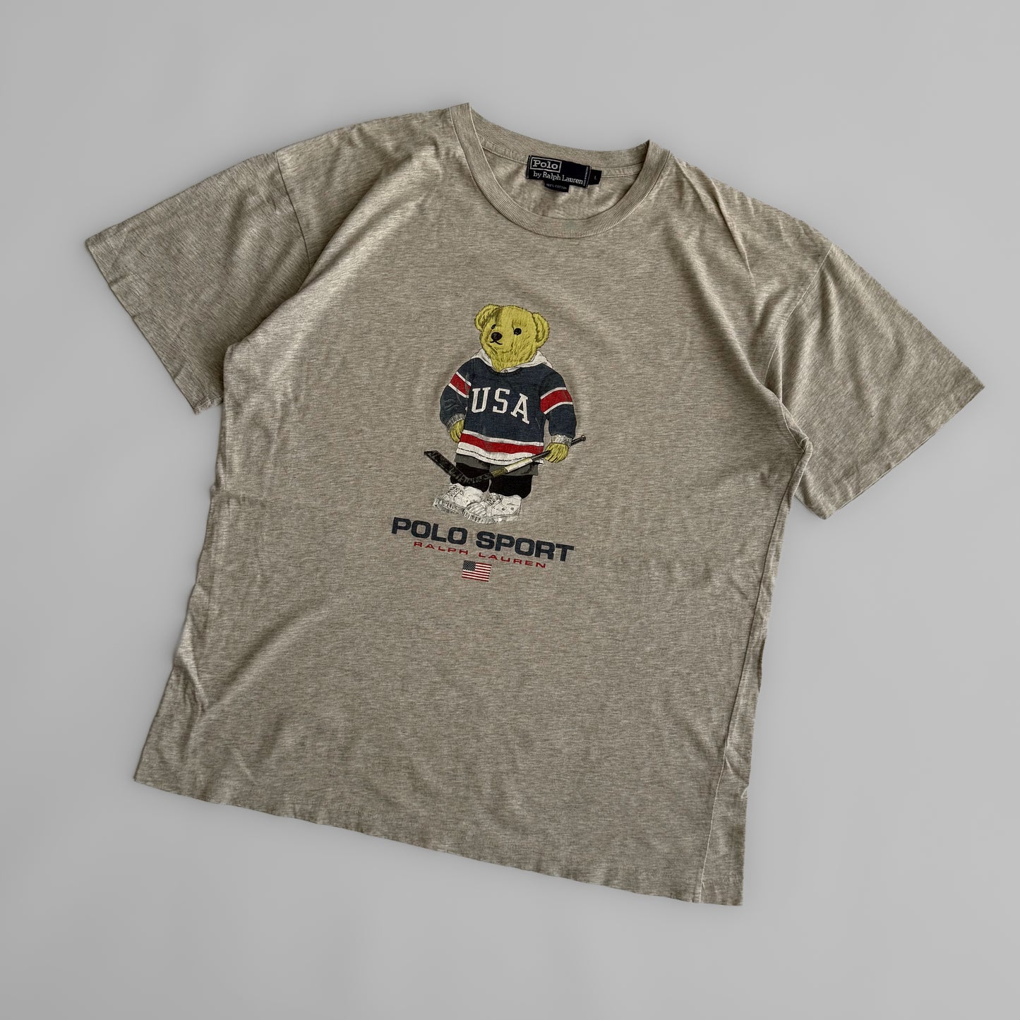 90s Ralph Lauren Hockey Bear T-Shirt - Large