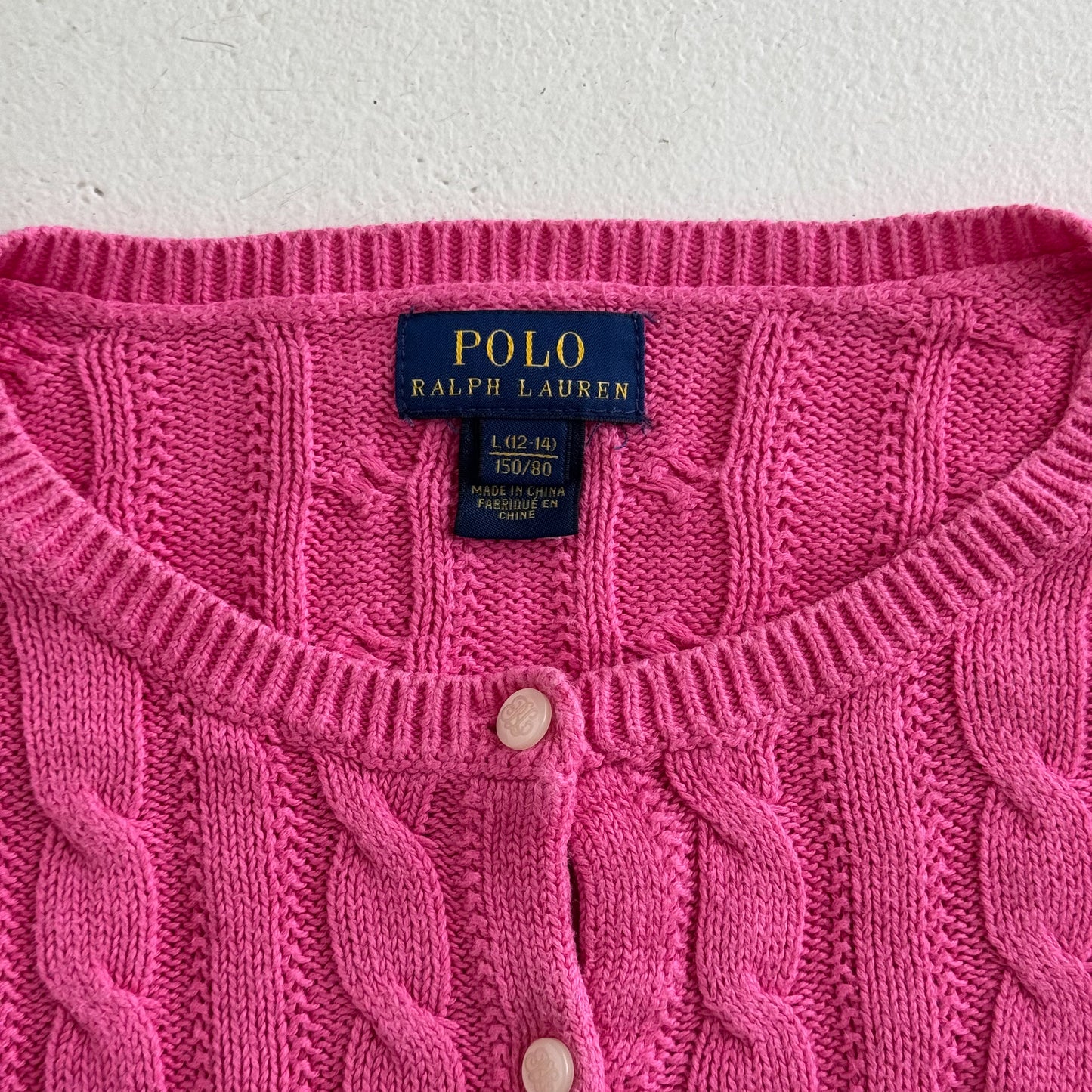 Polo Cable Knit Cardigan - Large