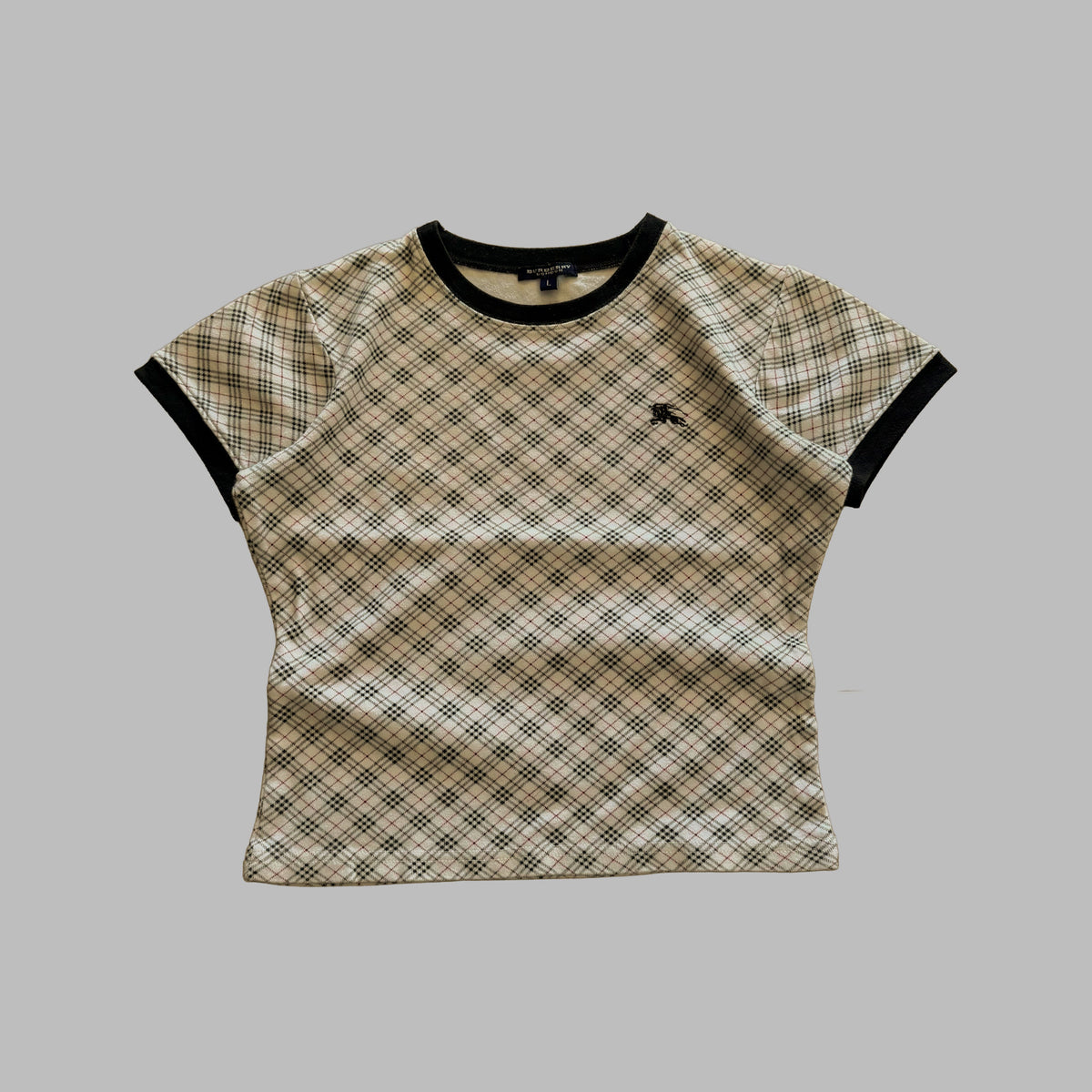 Y2K Burberry Nova Check Ringer Top - M