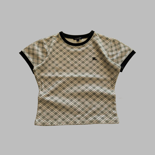 Y2K Burberry Nova Check Ringer Top - M