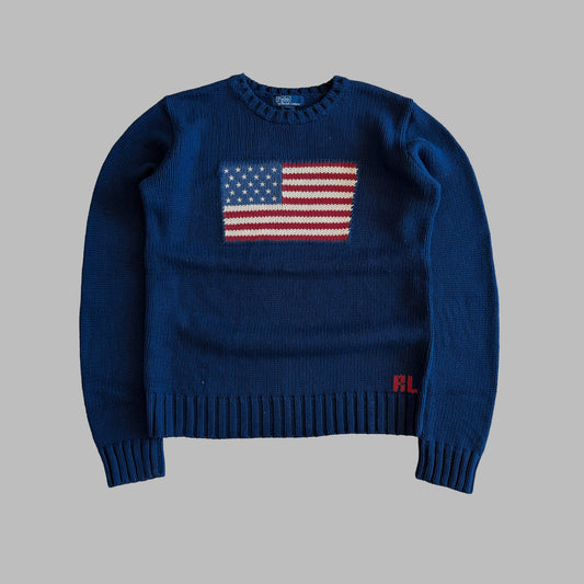 90s Ralph Lauren Flag Heavy Knit - XS