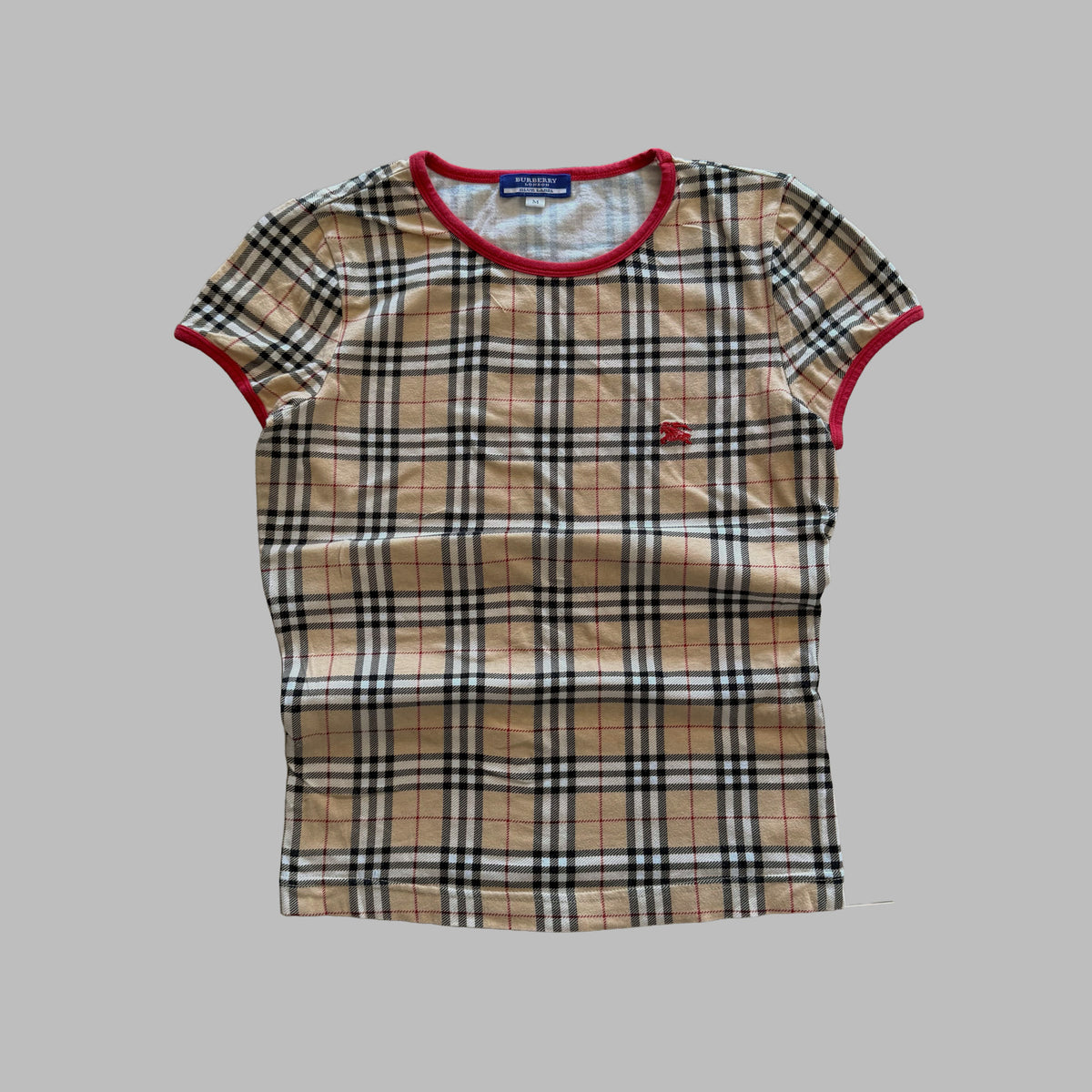 Y2K Burberry Nova Check Ringer Top - M