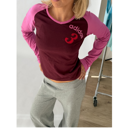 Y2K Adidas Raglan Long Sleeve - S/M