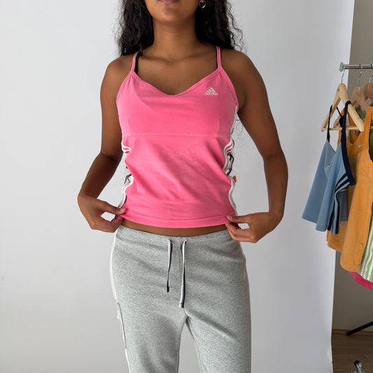 Y2K Adidas Three Stripe Activewear Racer Back Tank - M