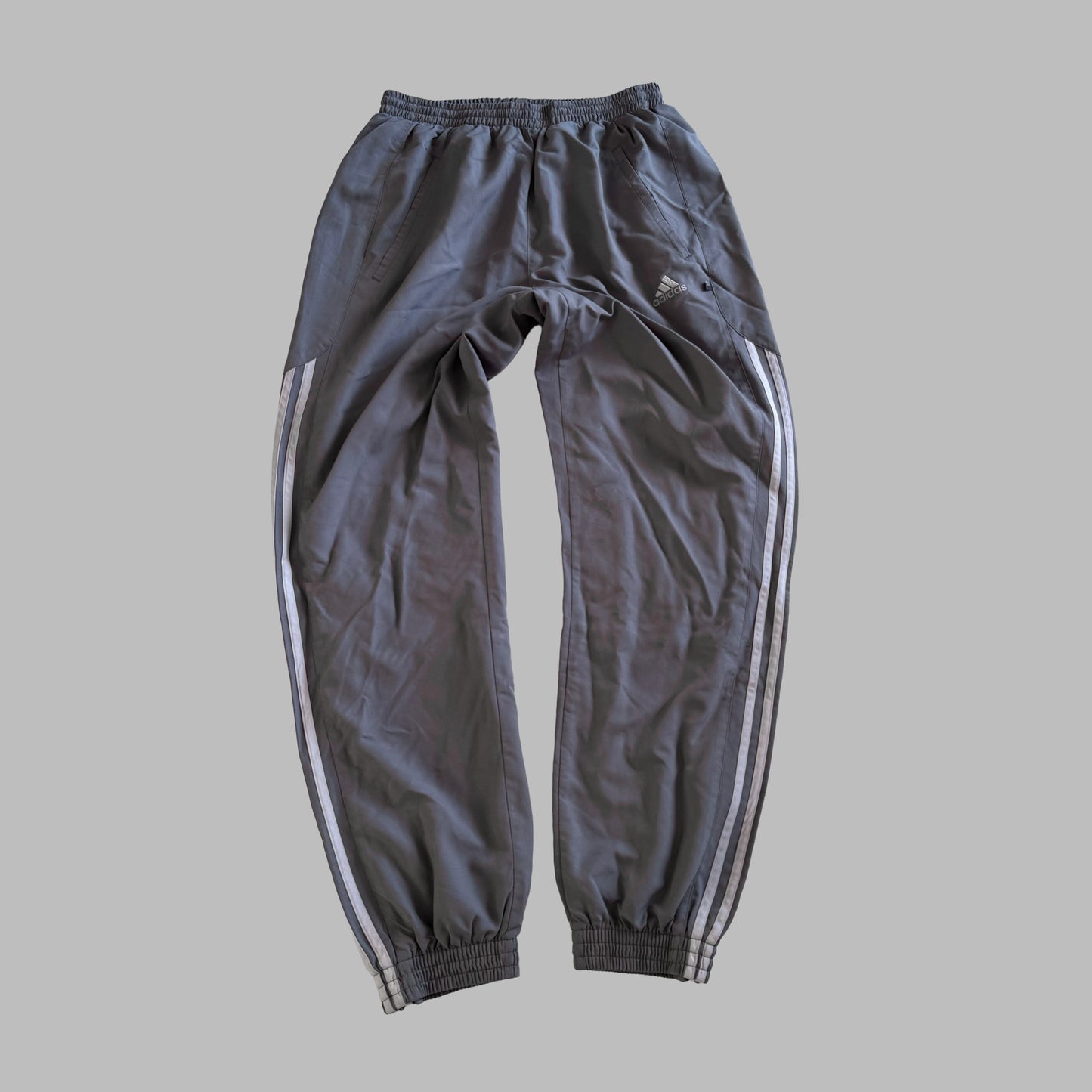 Y2K Adidas Three Stripe Baggy Track Pants - M