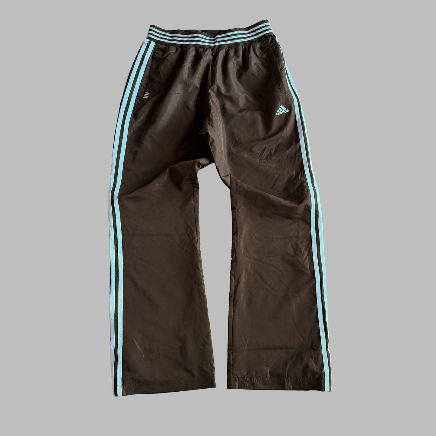 Y2K Adidas Three Stripe Straight Leg Track Pants - S
